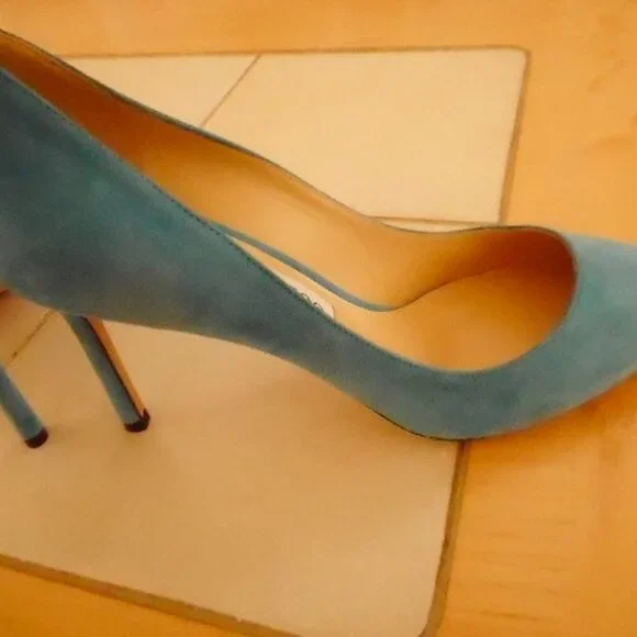 Jimmy Choo London Blue Suede High Heel Pumps - Picture 5 of 10